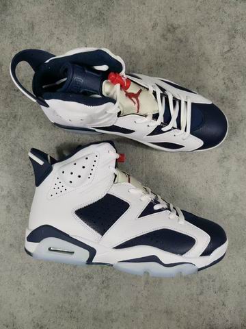 Air Jordan 6 White Navy Red Flight Men's Basketball Shoes-003